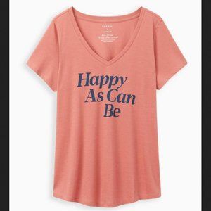 Torrid Classic Fit "HAPPY AS CAN BE" V-Neck T-Shirt, Plus 3X(22-24)
